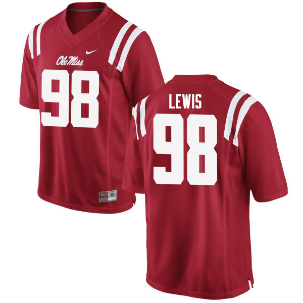 John Lewis Ole Miss Rebels NCAA Men's Red #98 Stitched Limited College Football Jersey PPC0358GD